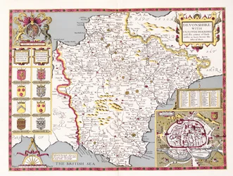Devonshire, graviert von Jodocus Hondius (1563-1612) aus John Speed